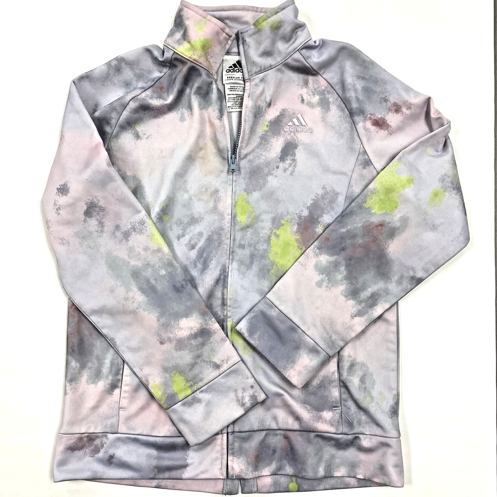 Adidas Girls Track Jacket Pastel Purple 10/12 Athletic Full Zip
